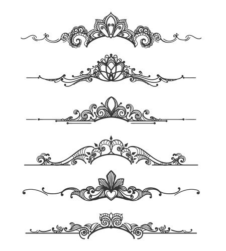 floral design crown calligraphic elements vector