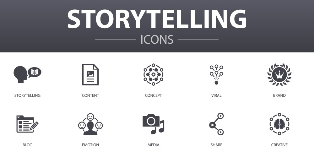 storytelling simple concept icons set contains vector image