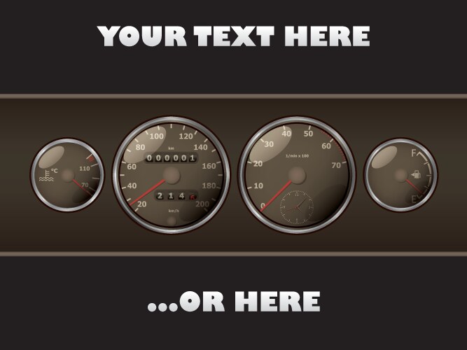 Realistic car dashboard speedometer and tachometer