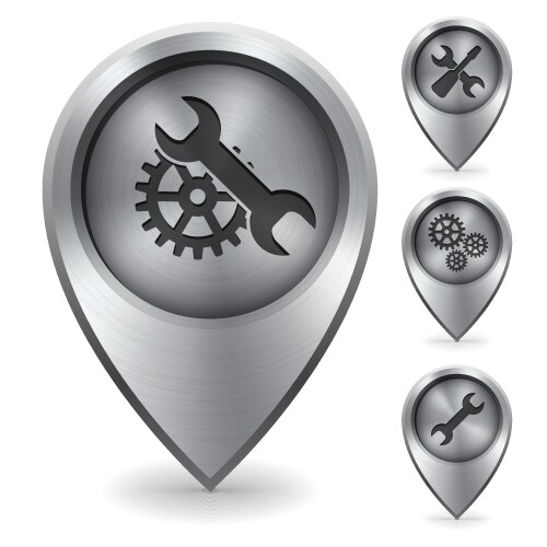 Technology map pointer with green metal texture Vector Image