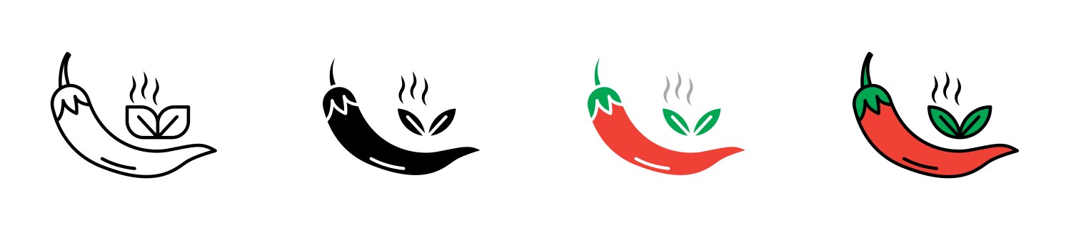 Spices icon set pepper chili herbs symbol vector image