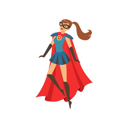 Superhero Woman with Red Cape Vector Image