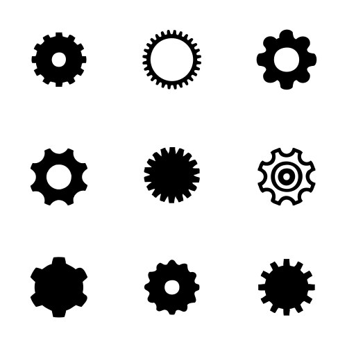 Black tools in gear icon set Royalty Free Vector Image