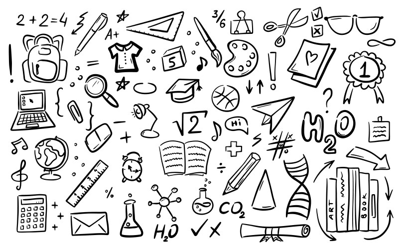 Doodle of various educational symbols Vector Image