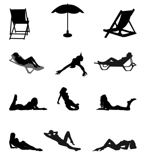 Silhouetted Figures on Beach Vector Image