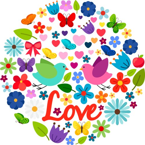 Spring Floral Love Card Vector Image