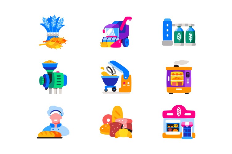 Bread and wheat icons vector image