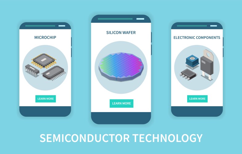 Semiconductor chips vertical banners vector image