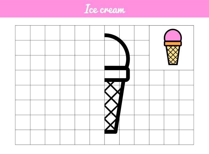 Ice Cream Waffle Cup Coloring Page Vector Image