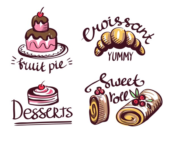 Label logo set for restaurant menu bakery Vector Image