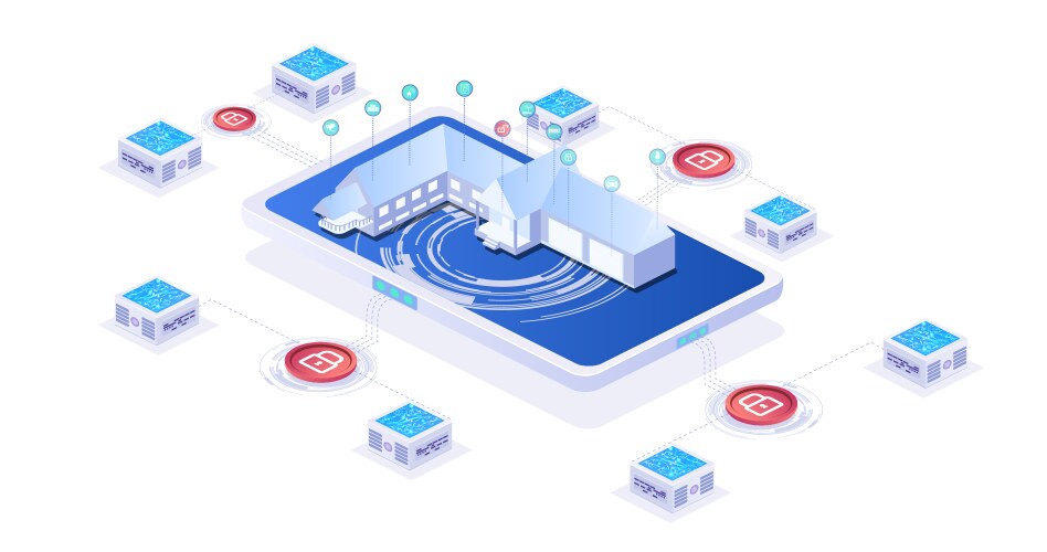 internet things isometric poster with smart vector