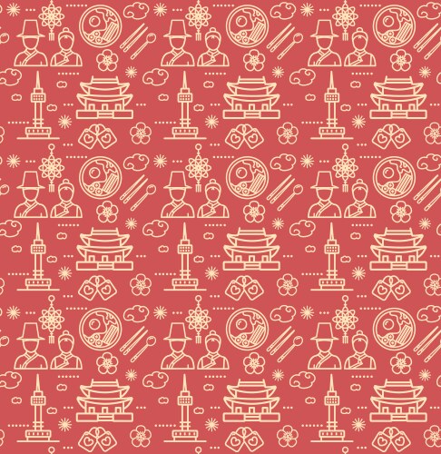 korea signs seamless pattern background on a red vector image