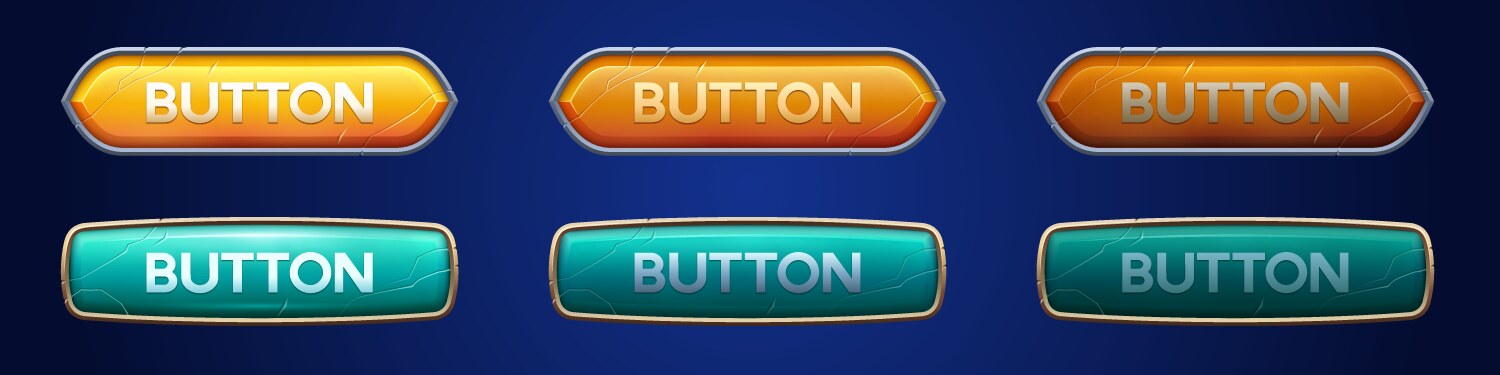 medieval ui game button frame sprite for animation vector