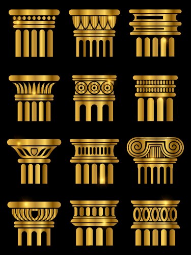 Bright ancient columns set on white background Vector Image