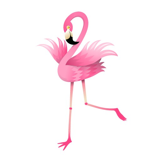 Pink Cartoon Flamingo Vector Image