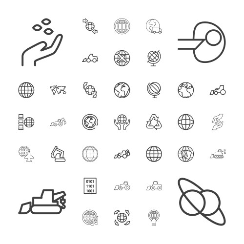 37 earth icons vector image