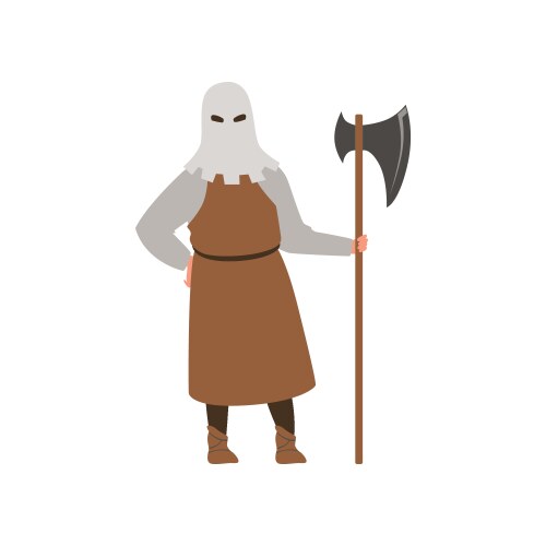 medieval executioner character standing with ax vector image