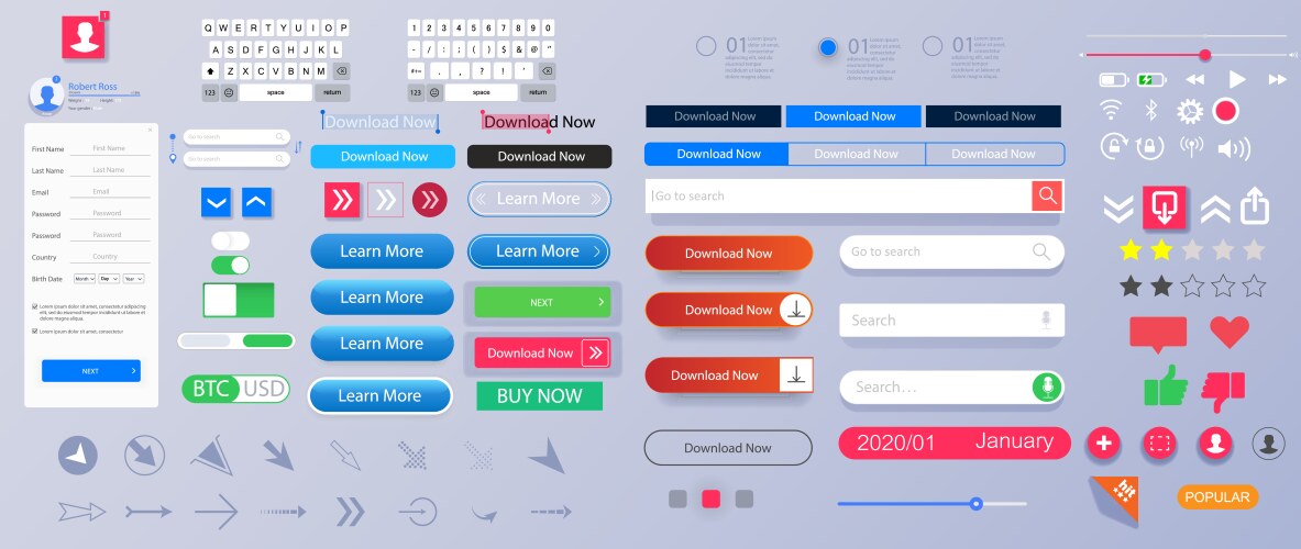 Set elements for interface universal ui ux vector image