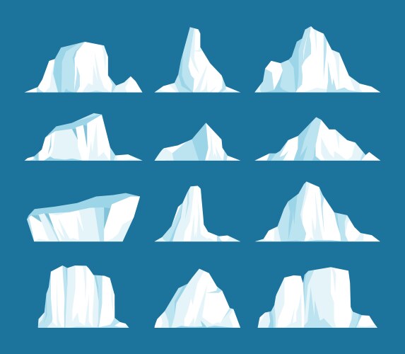 Ice floes icebergs masses of frozen water Vector Image