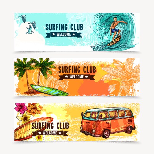 Surf banner set Royalty Free Vector Image - VectorStock