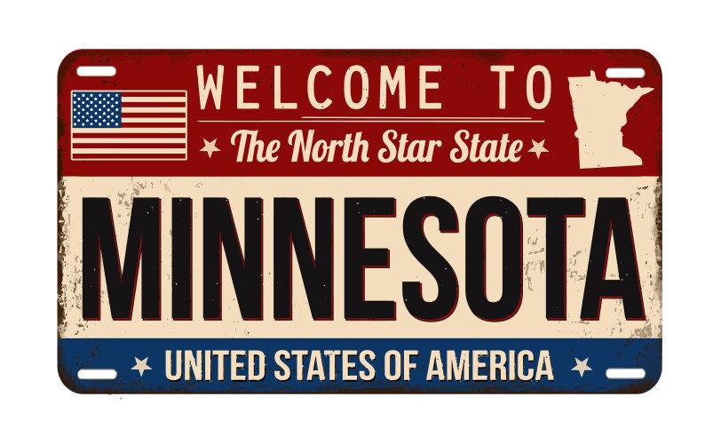 Vintage Minnesota License Plate - Rusty Vector Image