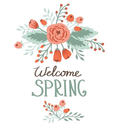 Spring word with floral elements Vector Image