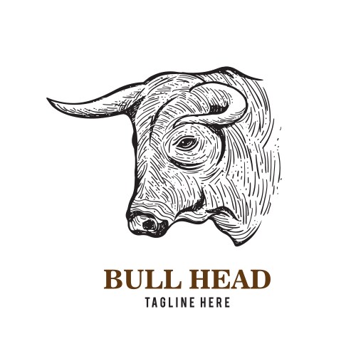 Bull head logo design Vector Image