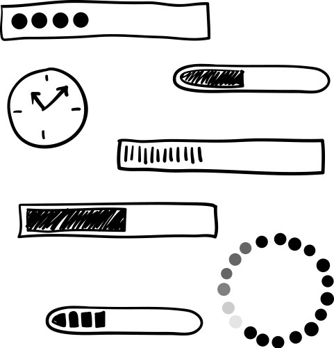 Progress loading bar set icons load symbol vector image