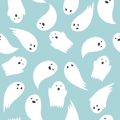 Seamless halloween patterns with spooky ghosts Vector Image
