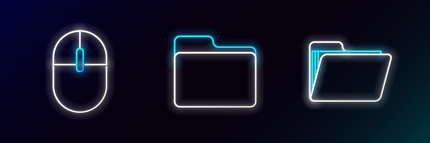 Set line document folder computer mouse and icon vector image
