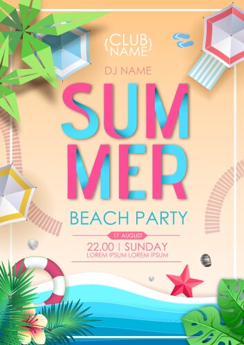 summer beach party poster top view vector image