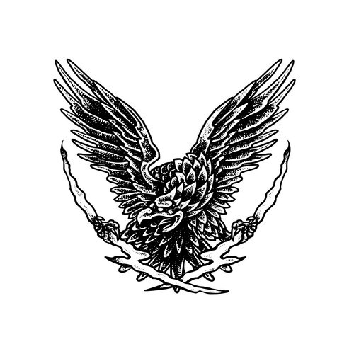 Dot Work Eagle - Flight Vector Image