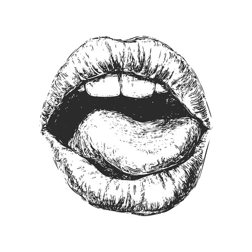 Woman's Open Mouth Sketch Vector Image