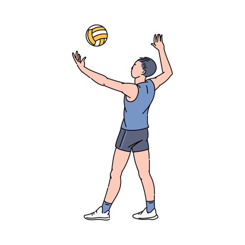 Cartoon athlete doing ball serve in volleyball vector image