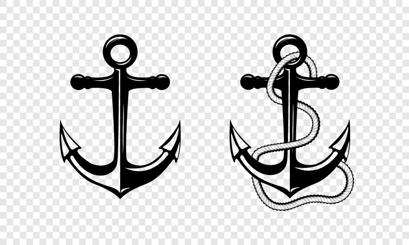 hand drawn anchor icon set isolated design vector image