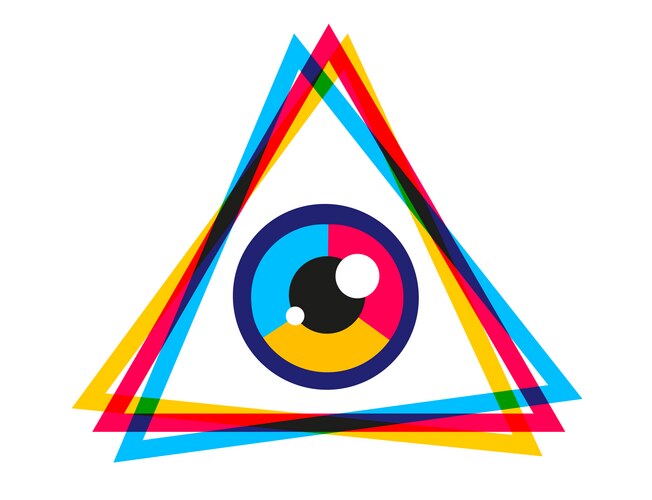 Vintage poster with pyramid and eye Vector Image