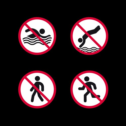 Prohibited signs forbidden round stickers set Vector Image