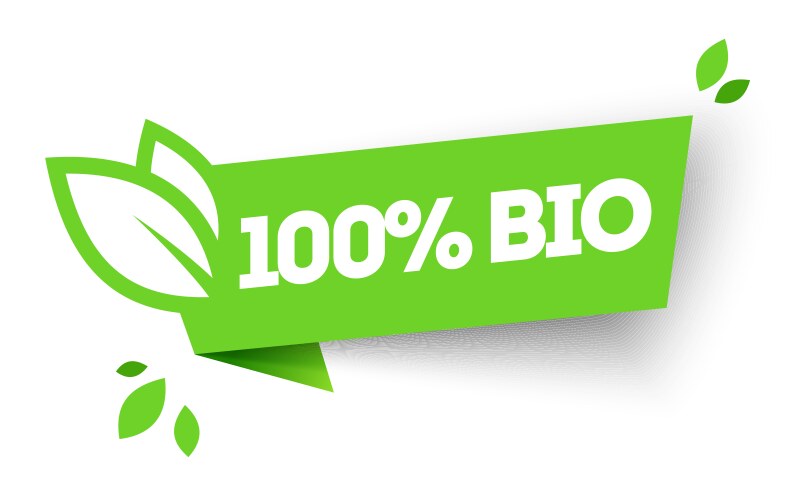 100 organic bio product label vector image