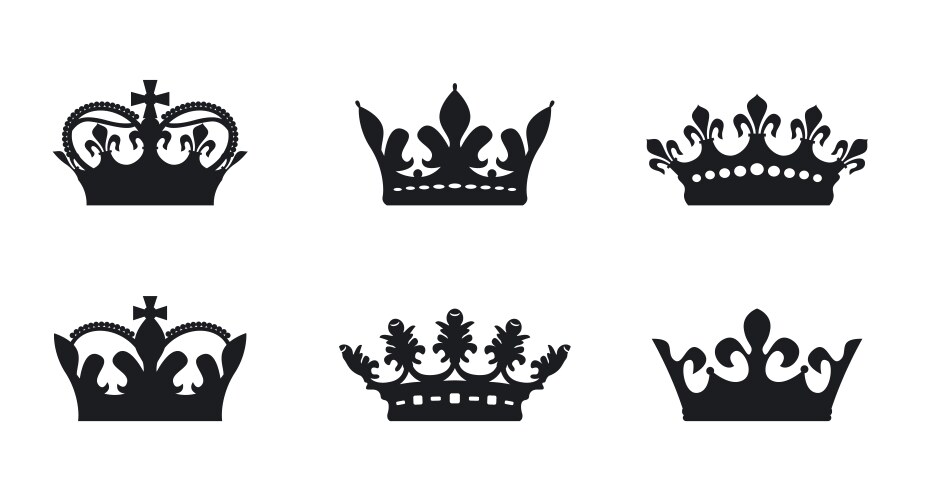 King Crowns Set - Regal Iconography Vector Image