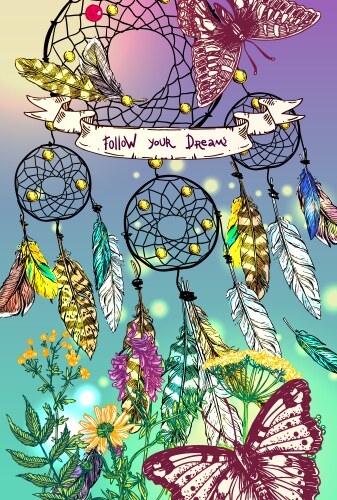 Dreamcatcher Floral Sketch Vector Image
