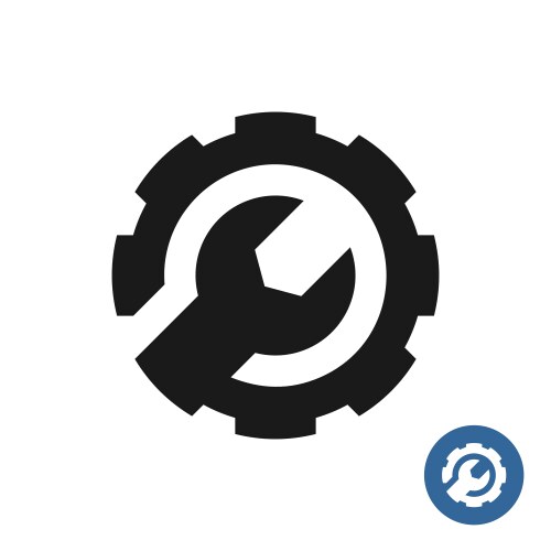 gear and wrench icon service support logo vector