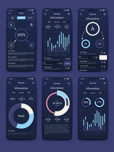 Different ui ux gui screens and flat web icons vector image