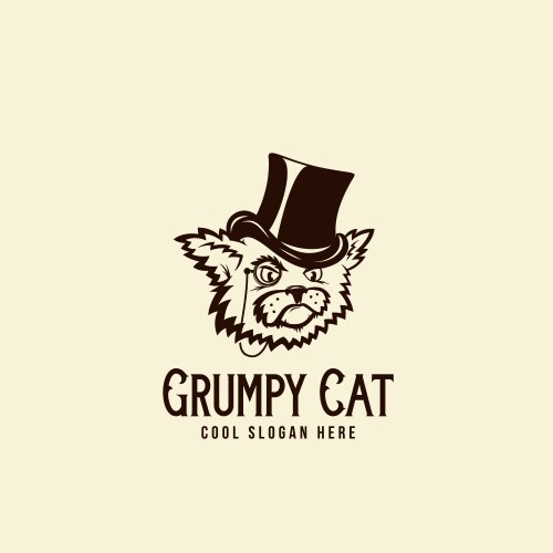 grumpy rich cat in a cylinder abstract vintage vector image