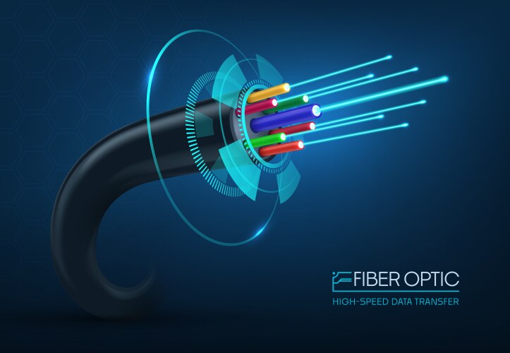 fiber optic cable flexible strand of glass vector image