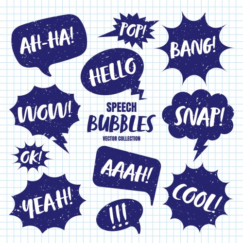 Comic speech bubbles with handwritten text Vector Image