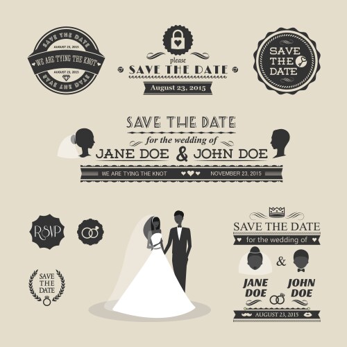 Wedding Typography Set Vector Image
