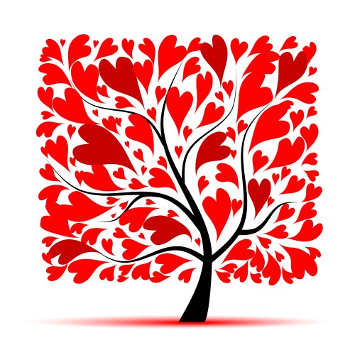 Valentine tree love leaf from hearts vector image