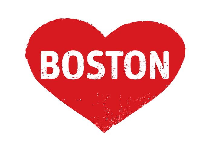 Red grunge heart stamp i love boston outline vector image