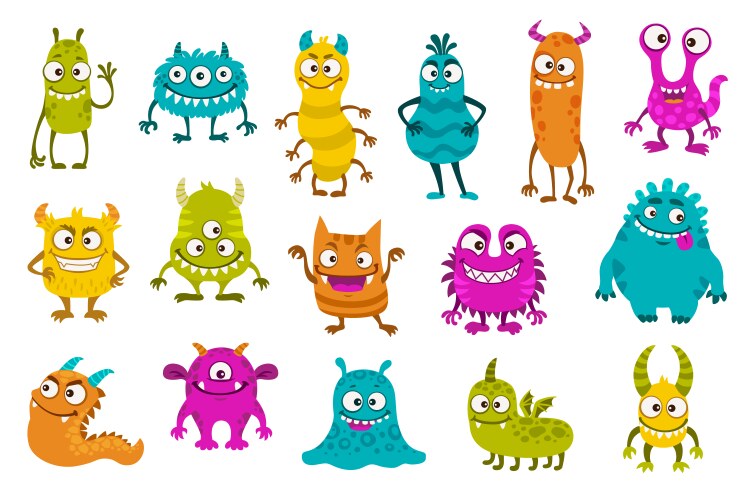 Funny Monster Characters - Halloween Cartoon Vector Image