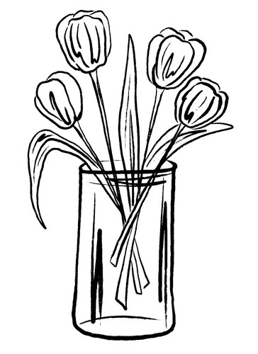 Hand Drawn Tulips in Vase Vector Image